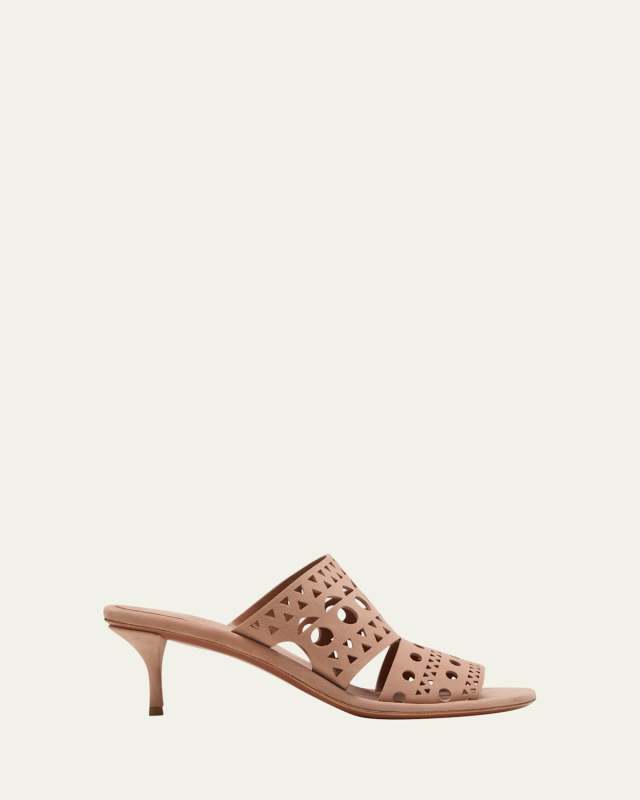 Vienne Laser Cut Suede Mule Sandals